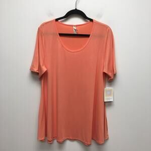 LuLaRoe Unicorn Orange Solid Scoop Neck Side Slit Swing Tunic Perfect T-Shirt L